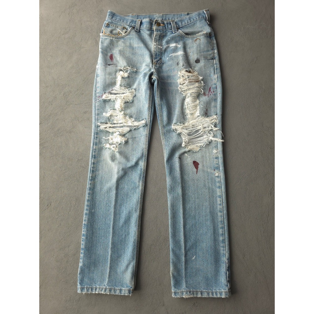 Vintage 00s Carhartt Blue Jeans 33x29 Distressed Paint Splatter